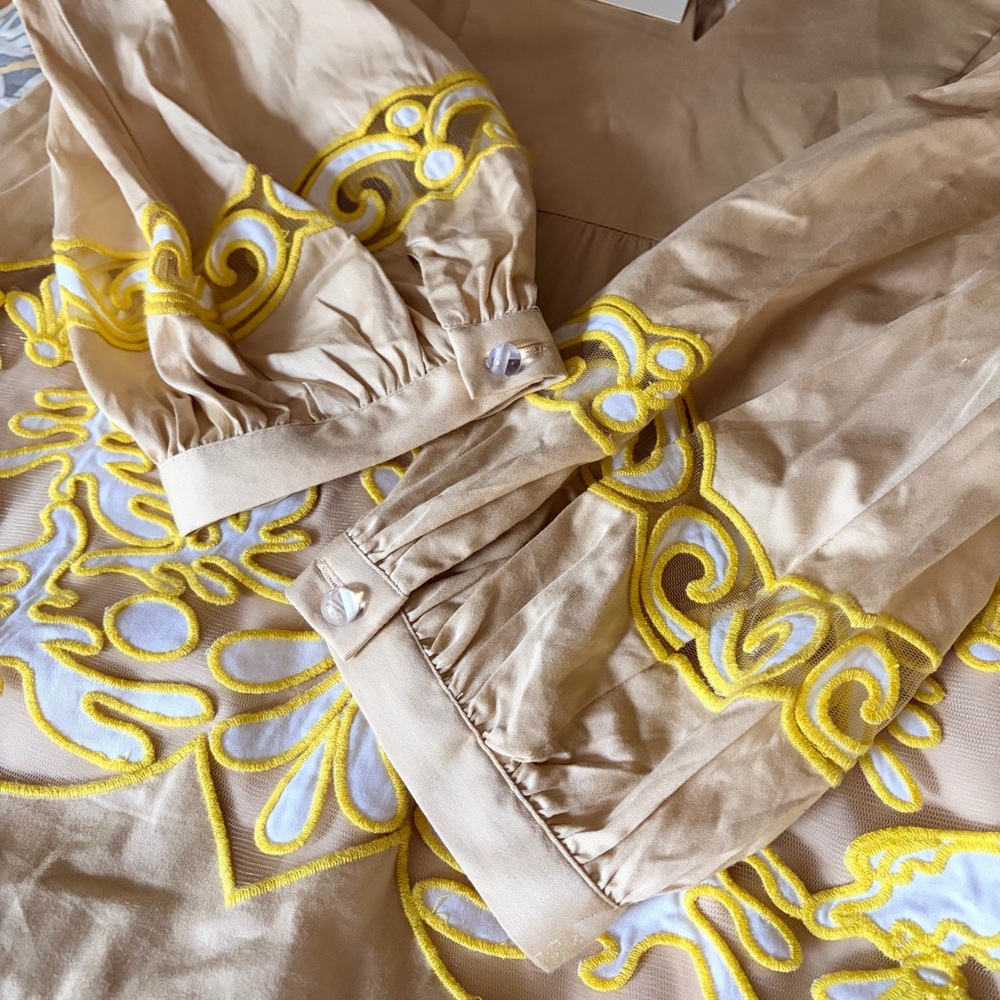 Tuckernuck Cream Mini Dress with Yellow Embroidered Trim - Picture 10 of 16